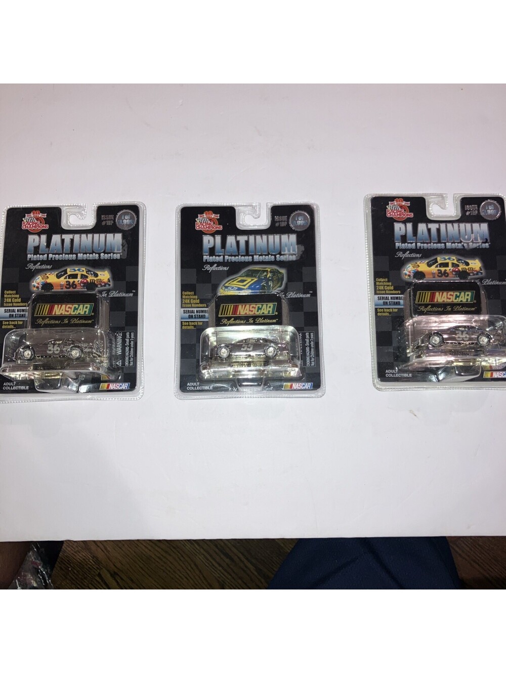 Vintage 1999 (3) Nascar Platinum Plated Precious Metals Racing Champions NEW